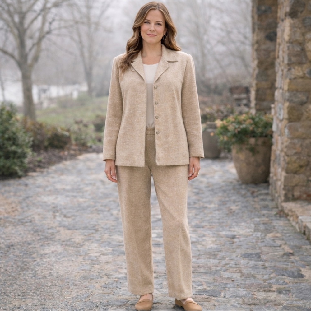 Vintage Tan Knit Pants Suit